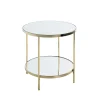 Table d'appoint en métal laitonné et étagères en verre miroir