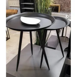 table d'appoint en métal laqué noir petit modèle