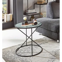 table d'appoint en métal laqué noir