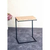 Table d'appoint en métal noir et plateau décor chêne
