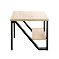 Table d'appoint en métal noir et plateaux décor chêne