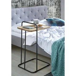 table d'appoint en structure en tube d'acier laqué noir,