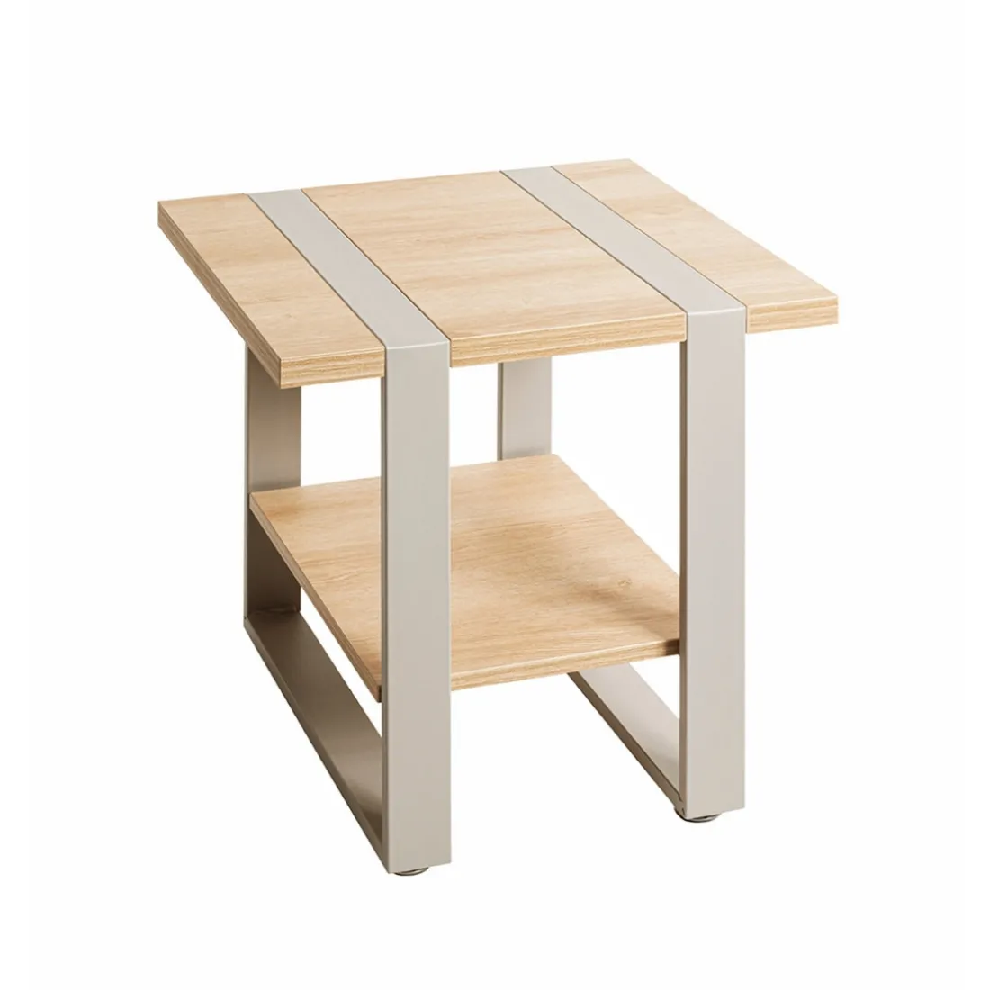 Table d'appoint en tube d'acier en gris cachemire étagères en panneau de particules