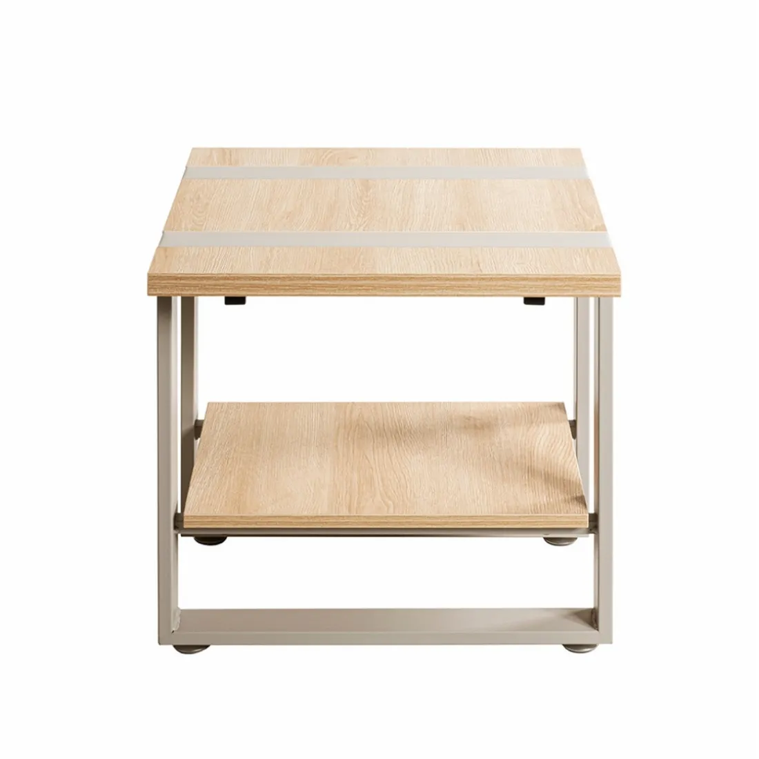 Table d'appoint en tube d'acier en gris cachemire étagères en panneau de particules