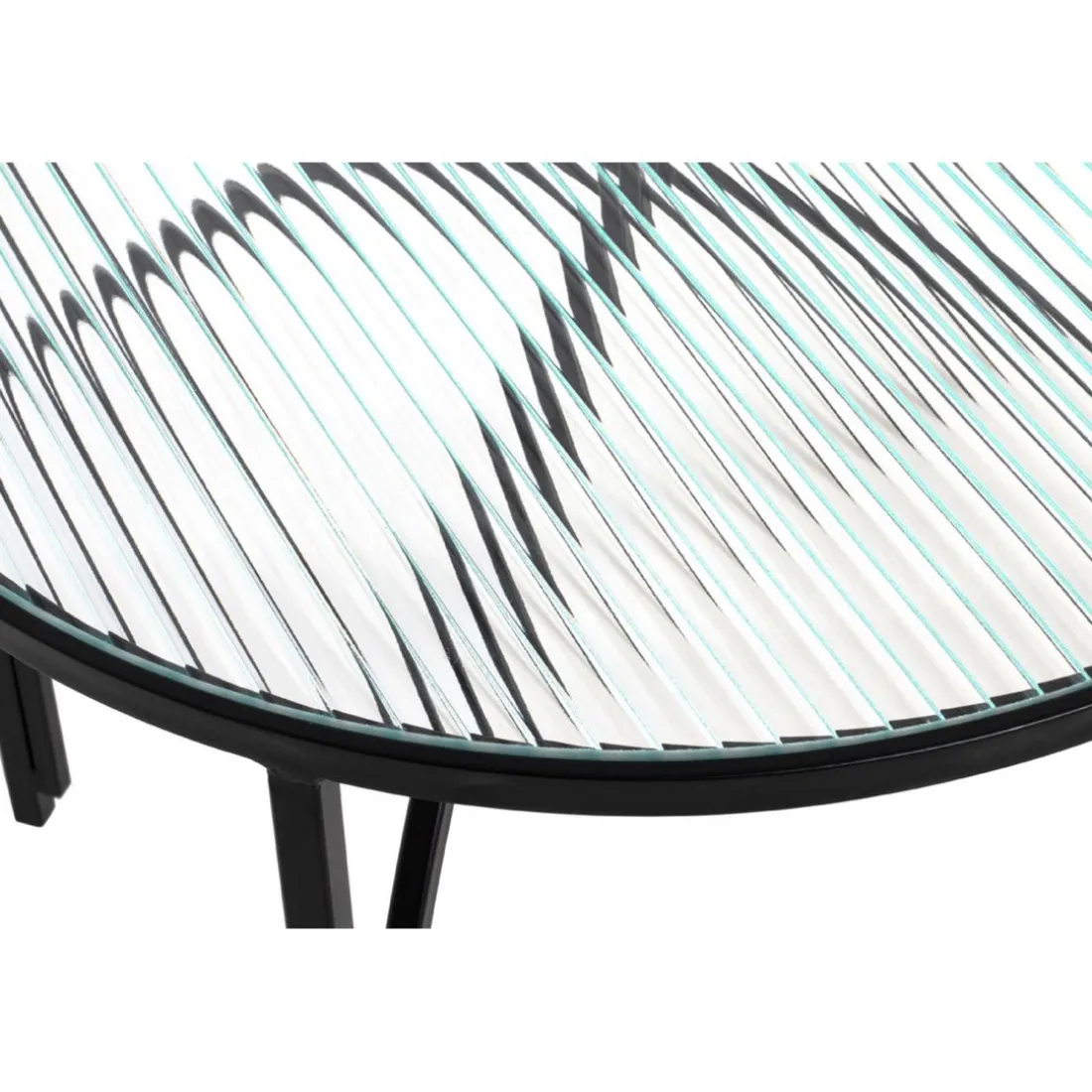 table d'appoint en verre et métal laqué