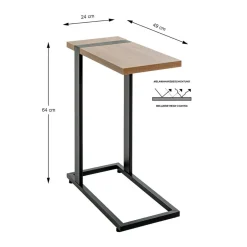 Table d'appoint finition chêne et structure en acier