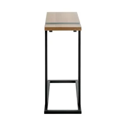 Table d'appoint finition chêne et structure en acier