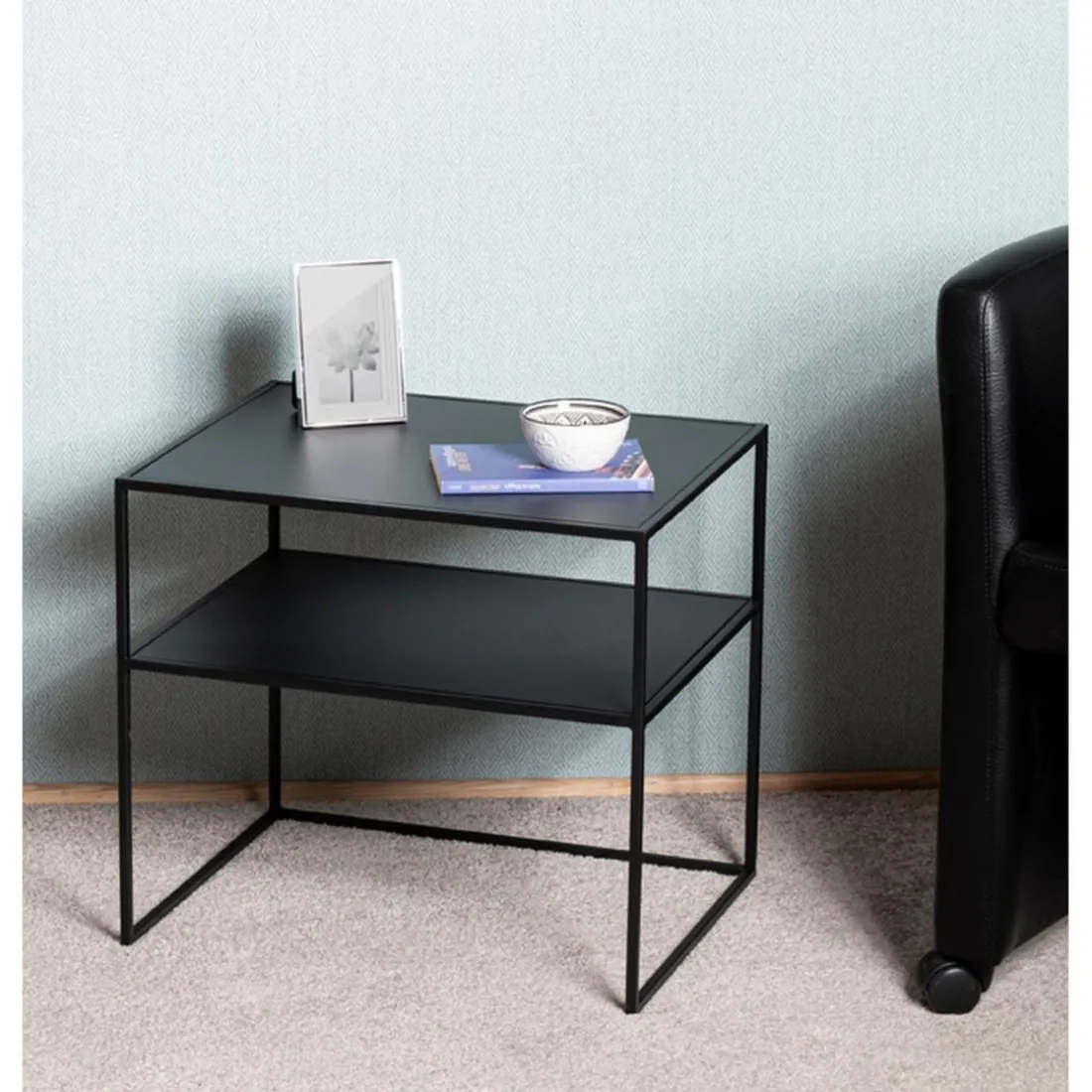 Table d'appoint grand modèle métal laqué noir