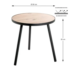 table d'appoint grand modèle en métal laqué noir décor chêne