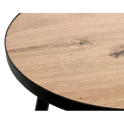 table d'appoint grand modèle en métal laqué noir décor chêne