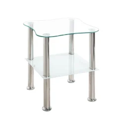 table d'appoint inox et verre trempé