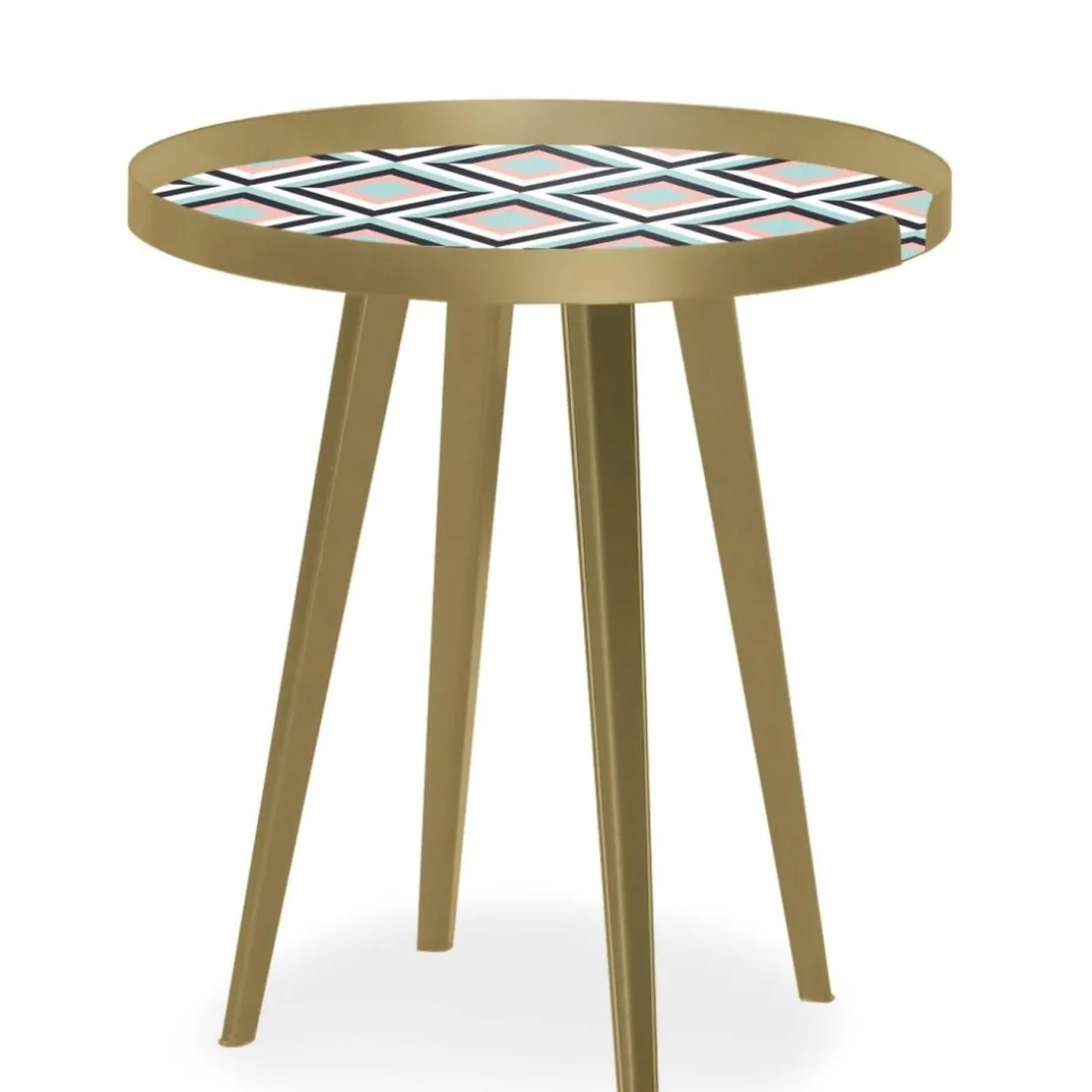 Table d'appoint magnétique ronde à rebord Bipolart Métal Or avec 3 Tops style Scandinave