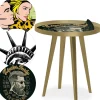 Table d'appoint magnétique ronde à rebord Bipolart Métal Or avec 3 Tops style Fun