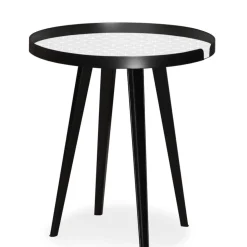 Table d'appoint magnétique ronde à rebord Bipolart Métal Noir avec 3 Tops style Scandinave