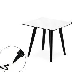 Table d'appoint magnétique carrée Bipolart Métal Noir avec 1 Top Tableau blanc effaçable