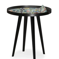 Table d'appoint magnétique ronde à rebord Bipolart Métal Noir avec 3 Tops style Kid