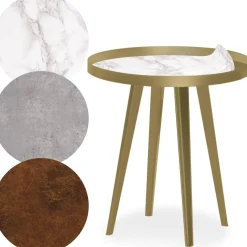 Table d'appoint magnétique ronde à rebord Bipolart Métal Or avec 3 Tops style Textures