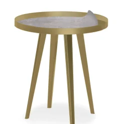 Table d'appoint magnétique ronde à rebord Bipolart Métal Or avec 3 Tops style Textures