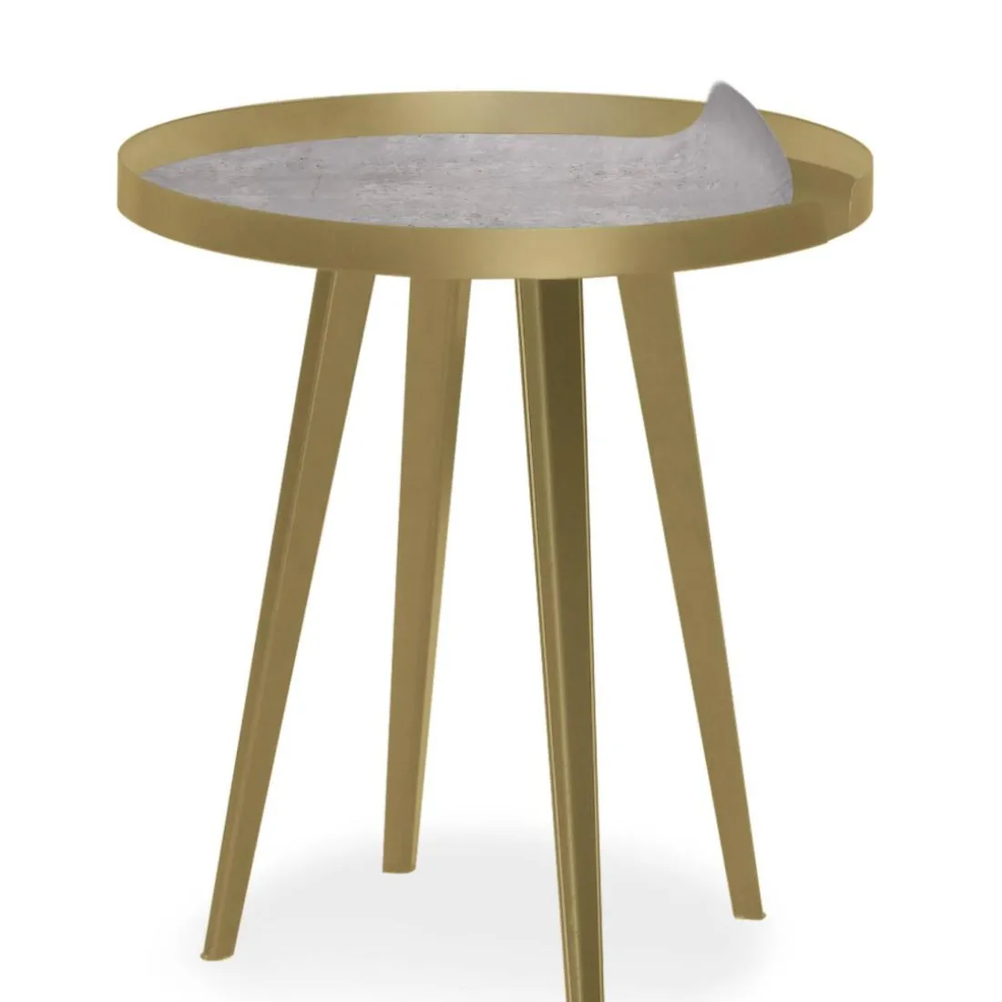 Table d'appoint magnétique ronde à rebord Bipolart Métal Or avec 3 Tops style Textures