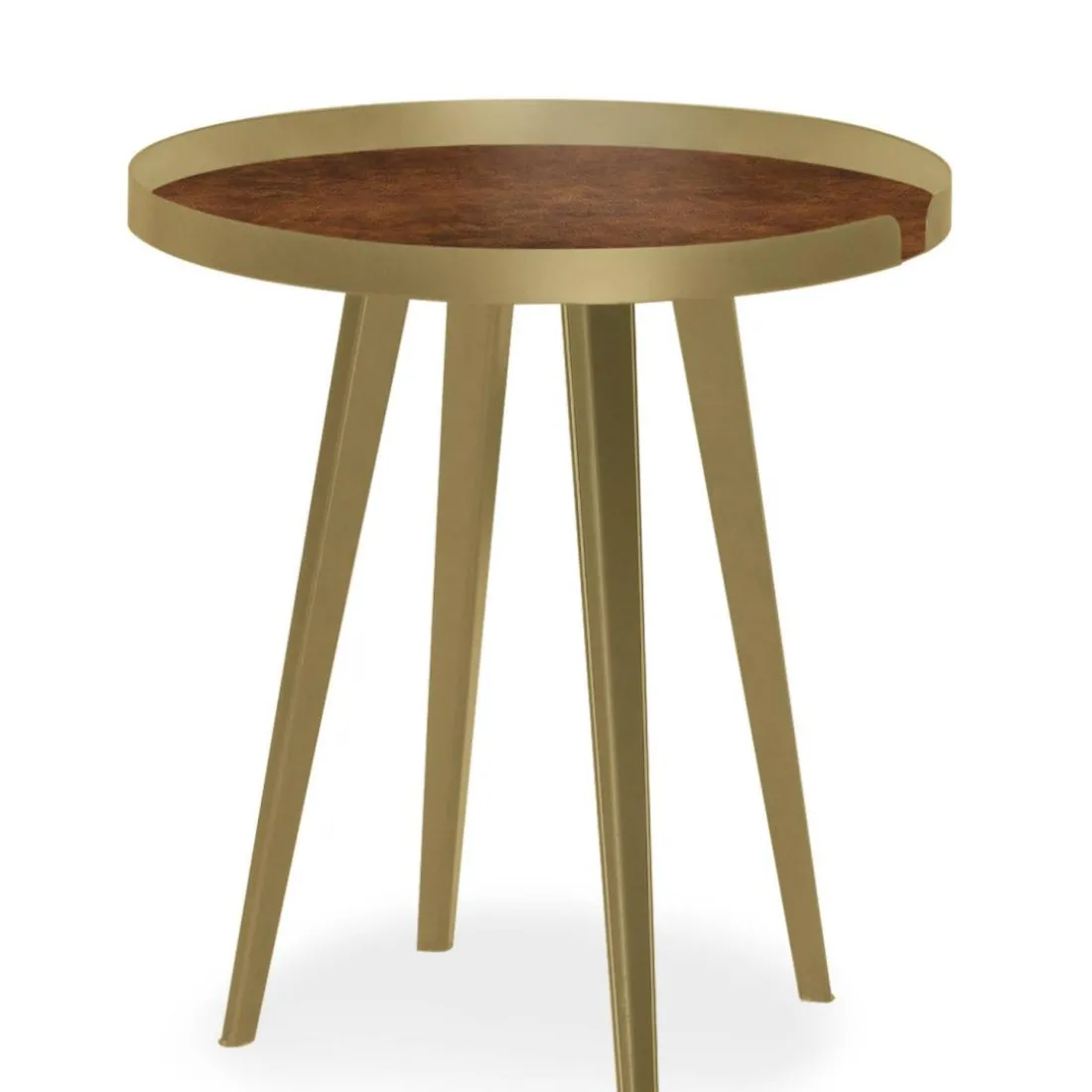 Table d'appoint magnétique ronde à rebord Bipolart Métal Or avec 3 Tops style Textures