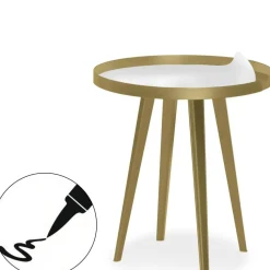 Table d'appoint magnétique ronde à rebord Bipolart Métal Or avec 1 Top Tableau blanc effaçable