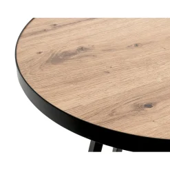 Table d'appoint métal laqué noir plateau décor chêne