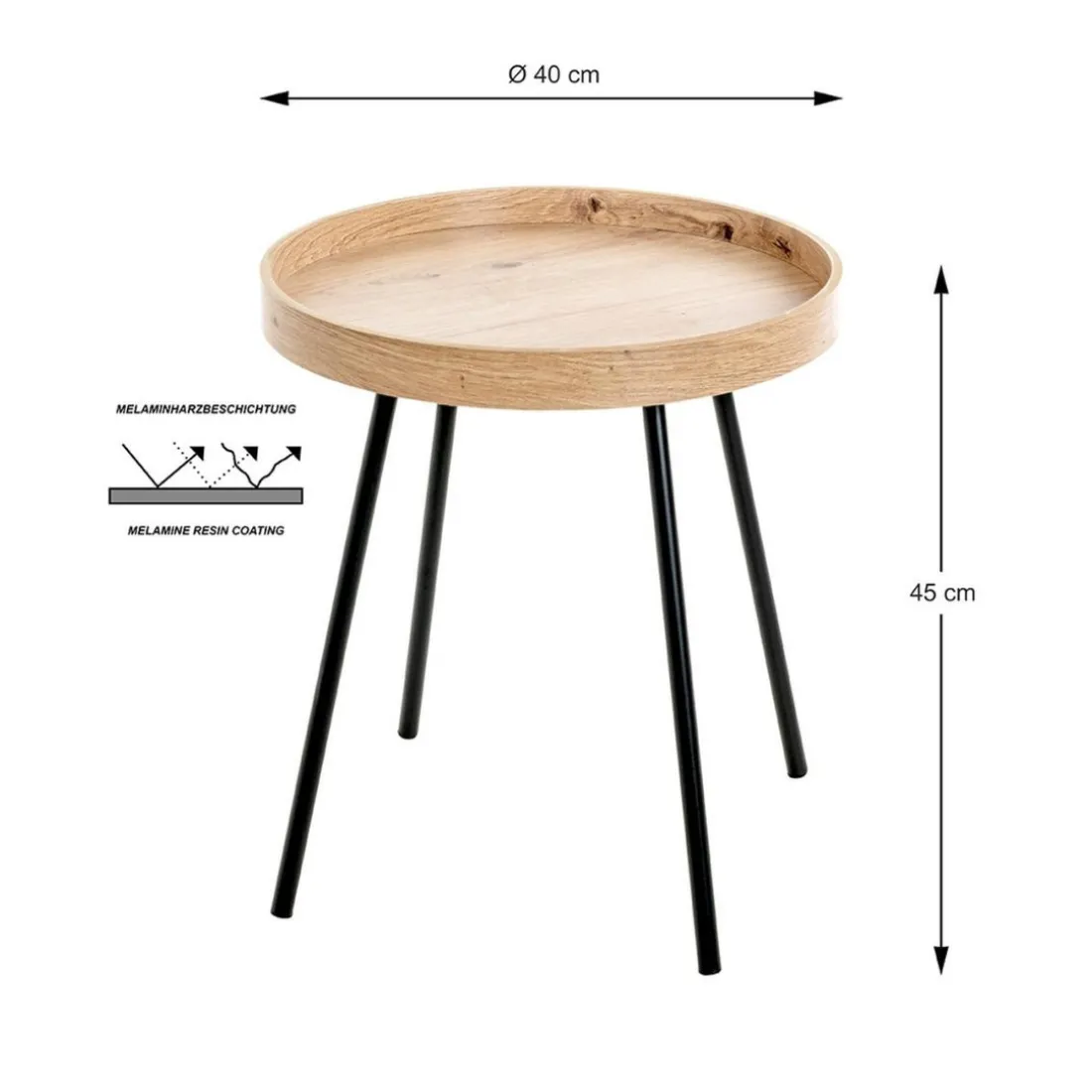 Table d'appoint métal laqué noir