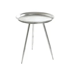 Table d'appoint métal laqué argent grand modèle