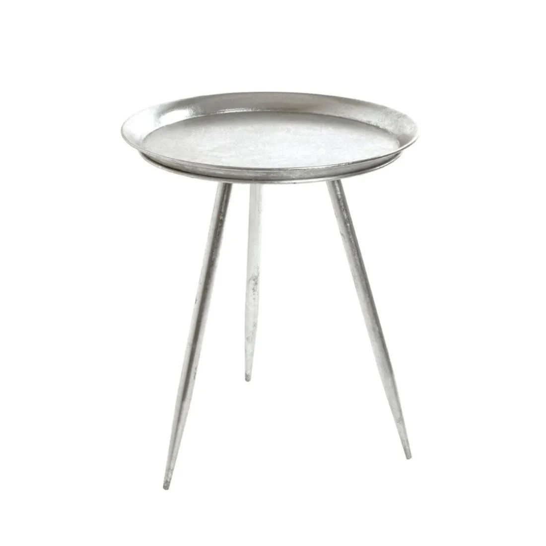 Table d'appoint métal laqué argent grand modèle