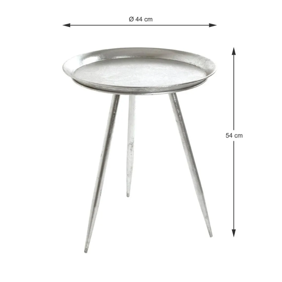 Table d'appoint métal laqué argent grand modèle