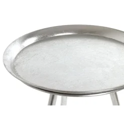 Table d'appoint métal laqué argent grand modèle