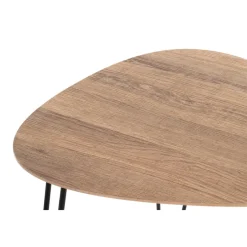 table d'appoint métal laqué noir décor chêne