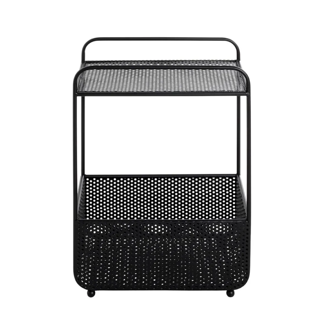 Table d'appoint métal noir porte journeaux integré