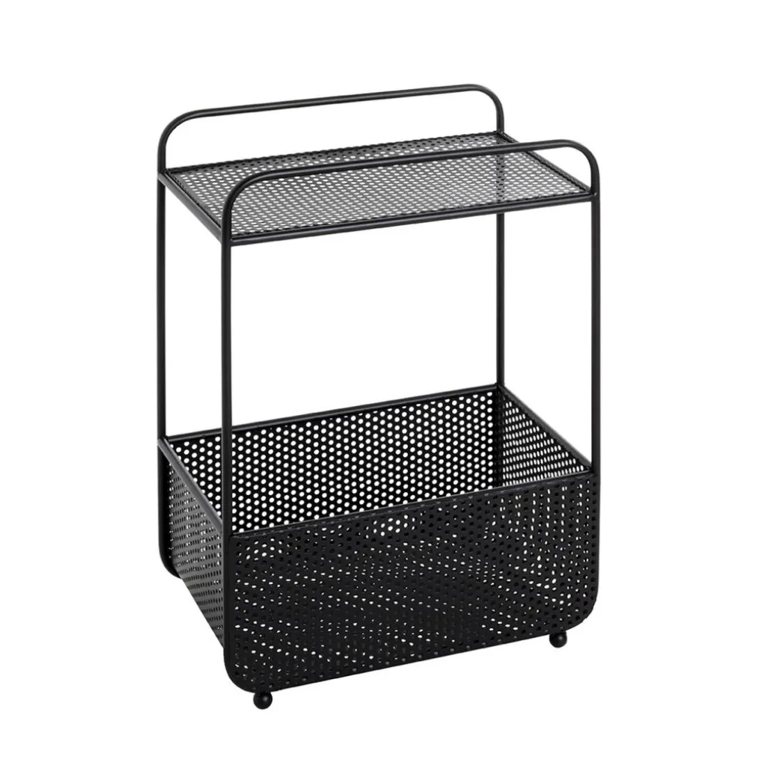 Table d'appoint métal noir porte journeaux integré