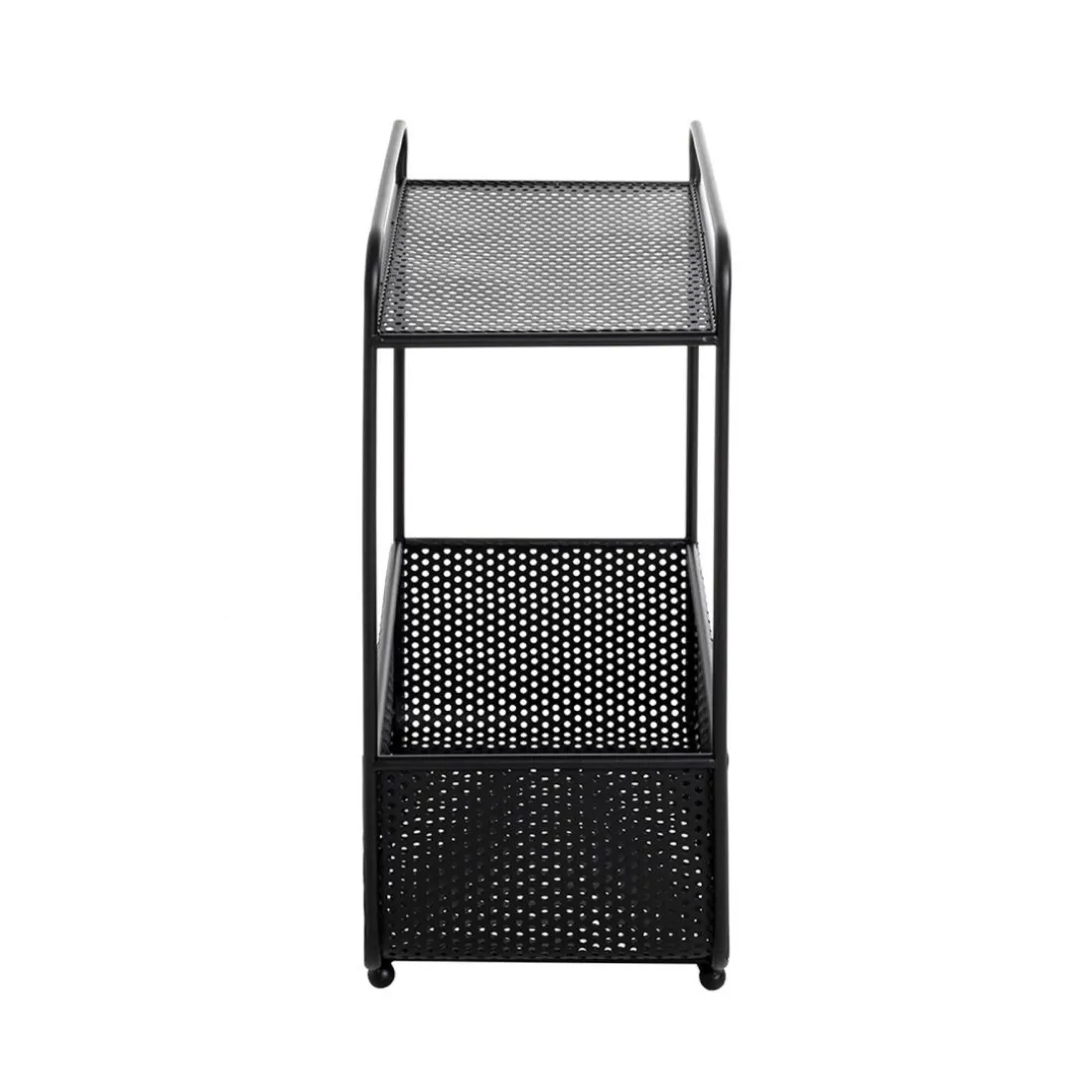 Table d'appoint métal noir porte journeaux integré