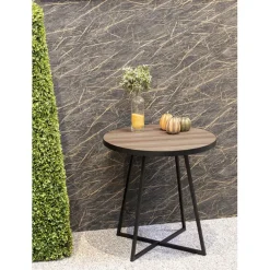 Table d'appoint noir en métal laqué