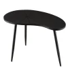 Table d’appoint ovoïde plateau texturé Noir mat et pieds Fer noir JAMES
