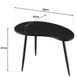 Table d’appoint ovoïde plateau texturé Noir mat et pieds Fer noir JAMES