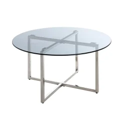table d'appoint plateau en verre trempé teinté gris
