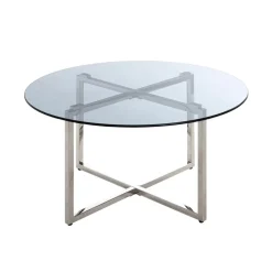 table d'appoint plateau en verre trempé teinté gris