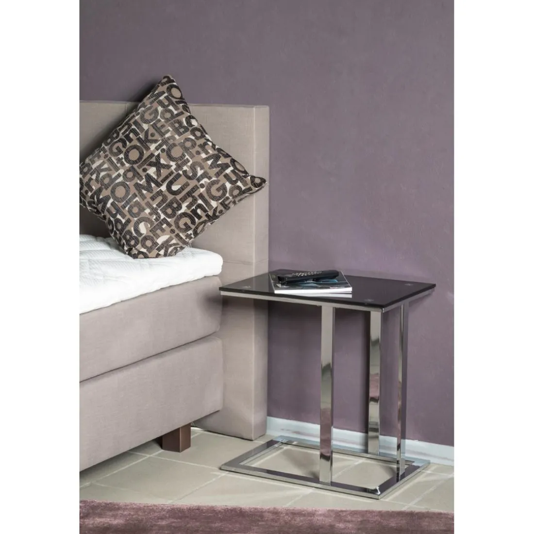 Table d'appoint plateau en verre trempé