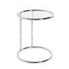 Table d'appoint ronde chromé plateau verre trempé