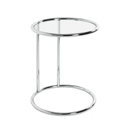 Table d'appoint ronde chromé plateau verre trempé
