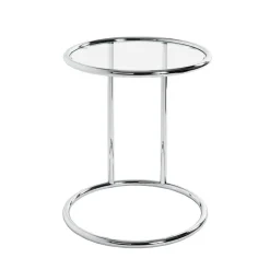 Table d'appoint ronde chromé plateau verre trempé