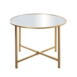 Table d'appoint ronde Dorée en Métal laqué