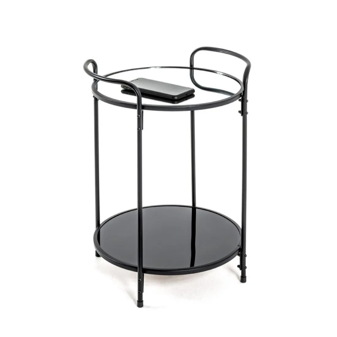 Table d'appoint ronde structure en tube d'acier laqué