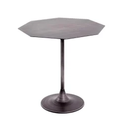 Table d'appoint structure en Acier laqué avec plateau en Métal massif laqué Noir grisonnant