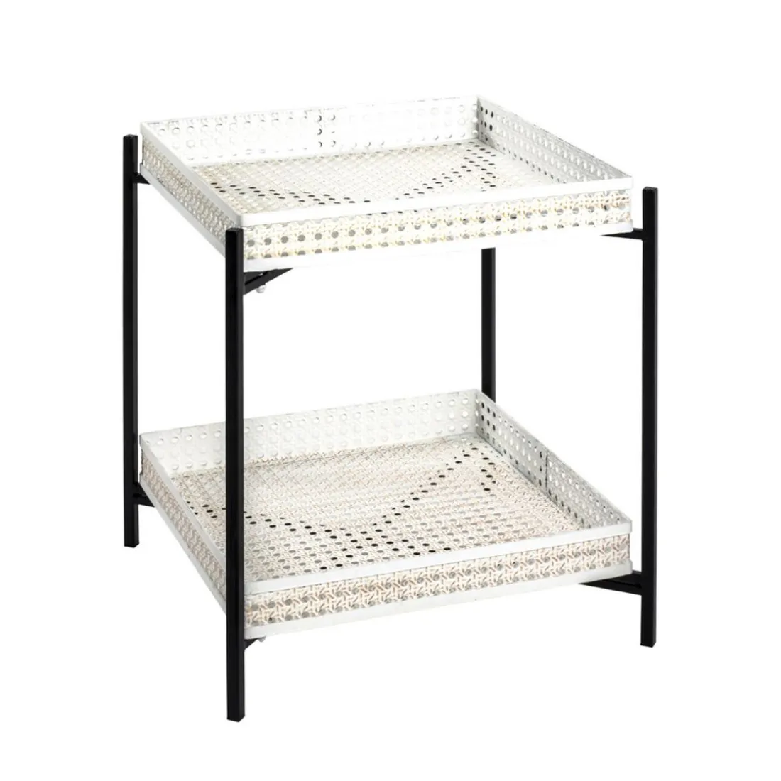 Table d'appoint structure en tube d'acier laqué blanc