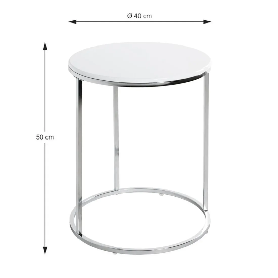 table d'appoint Structure en tube d'acier chromé