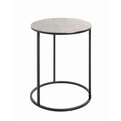 Table d'appointe en tube d'acier laqué noir, plateau en structure aluminium